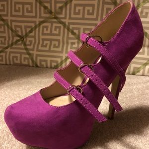 Bright pink 6 inch strappy heels